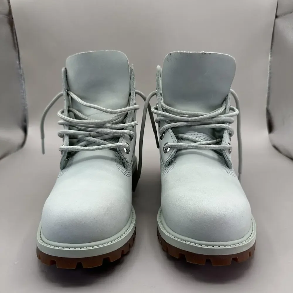 Timberland Boots Big Kids Size 3.5 Mint Green 6 Inch Premium Leather Lug Sole
